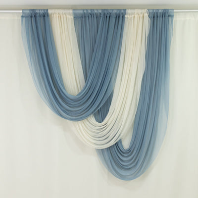 Dusty Blue Sheer Chiffon Valance Curtain 4ft x 6ft â€“ Wedding Arch Drape with Rod Pocket Voile Backdrop Panel