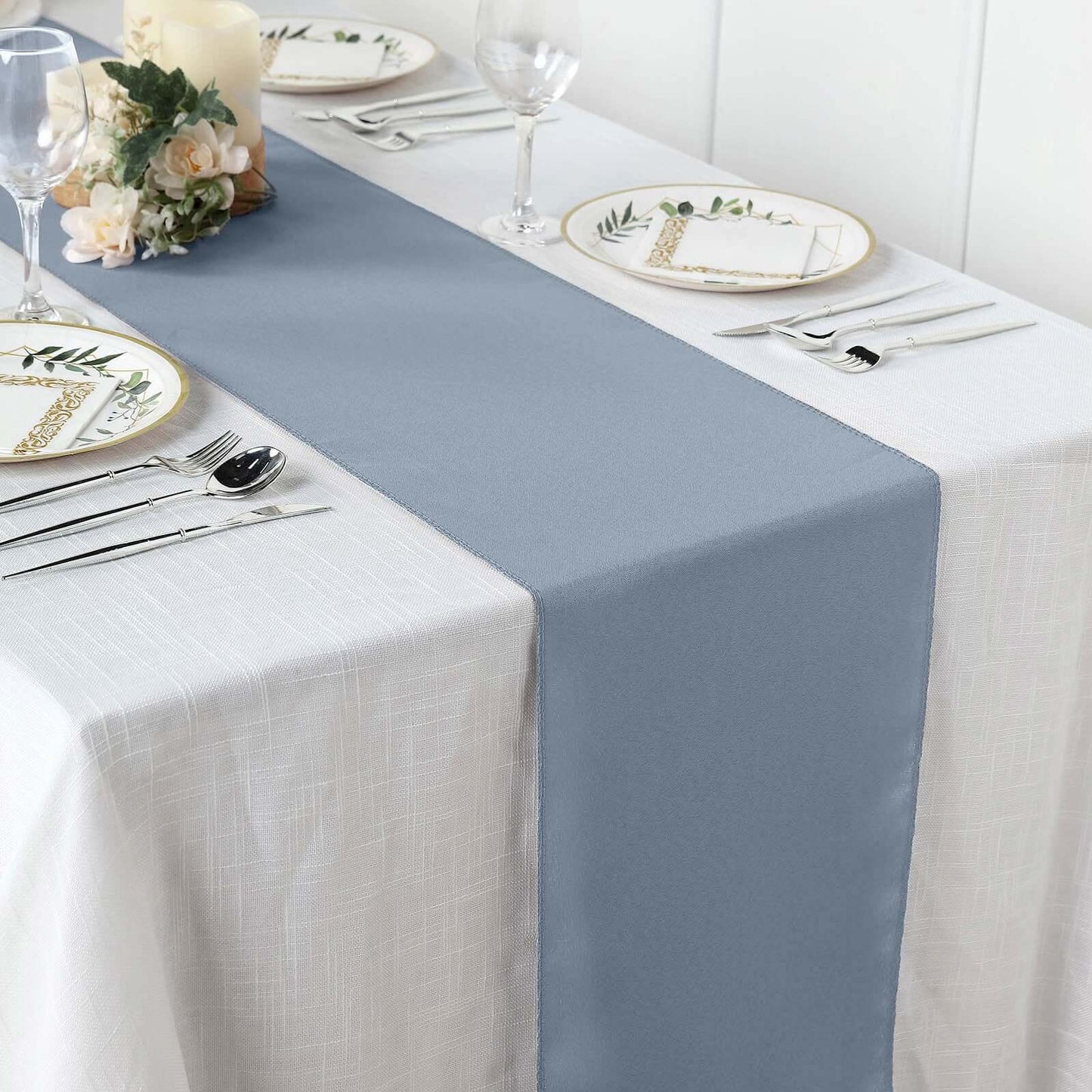 Polyester 12"x108" Table Runner Dusty Blue - Durable & Wrinkle-Resistant Table Decor