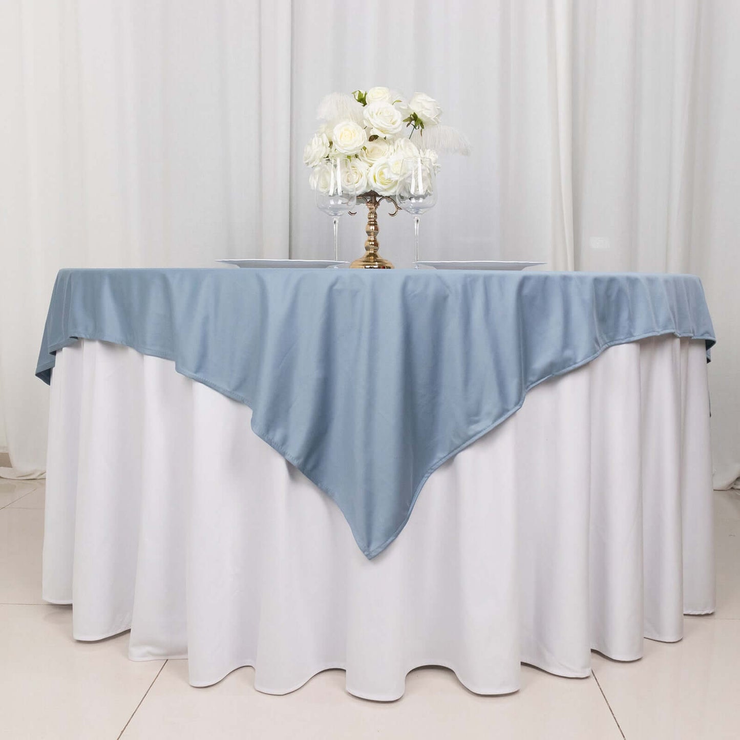 Scuba 70"x70" Table Overlay Square Tablecloth Dusty Blue - Wrinkle Free & Stain Resistant Table Cover