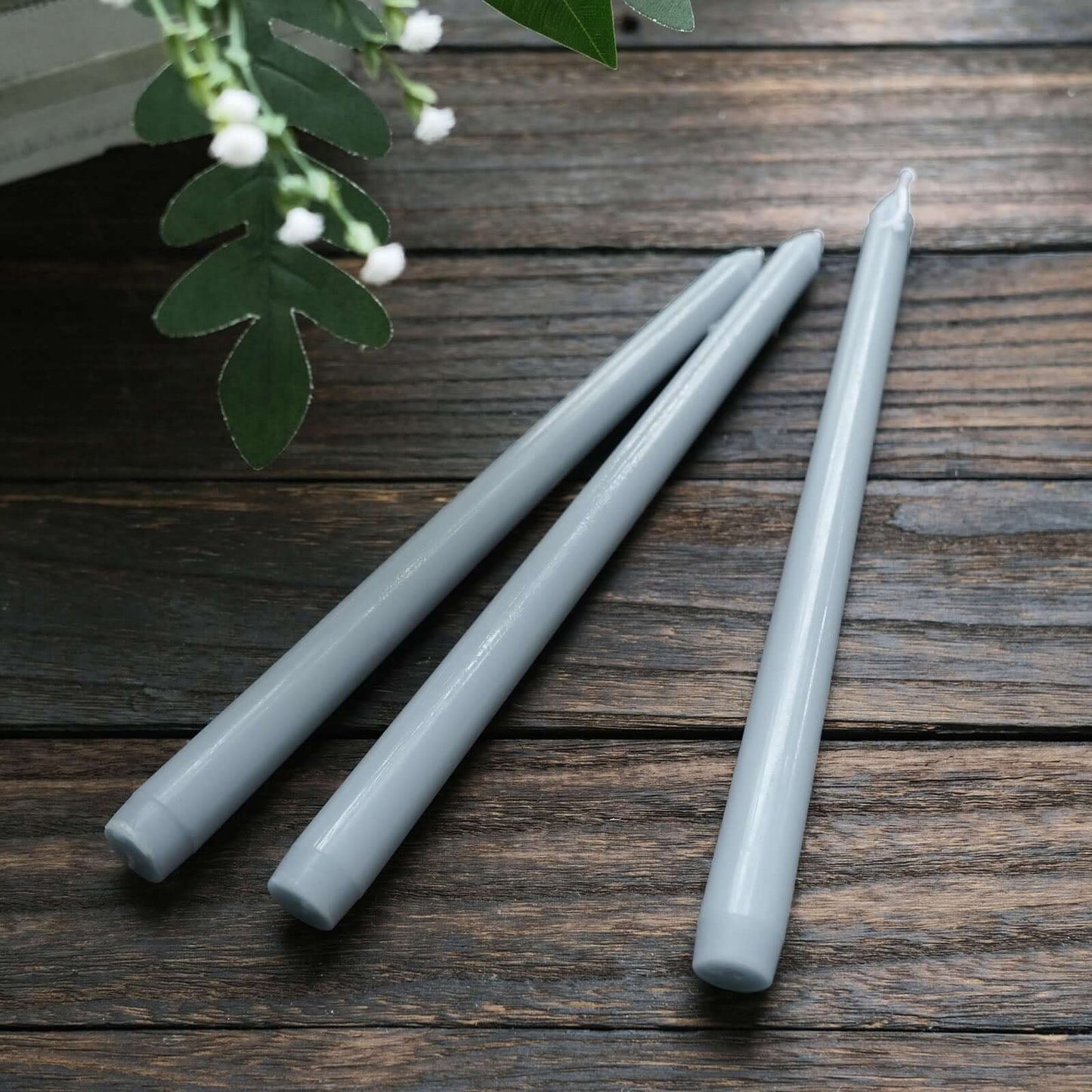 10-Pack Taper Candles Premium Wax Design Dusty Blue - Unscented Candles for Upscale Settings 10"