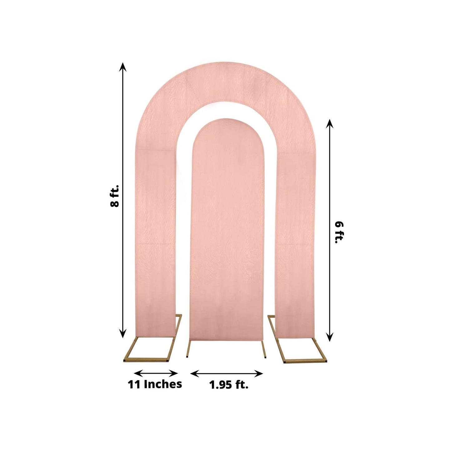 Set of 2 Dusty Rose Spandex Fitted Wedding Arch Covers for Round Top and Double Arch Chiara Backdrop Stands - 6ft,8ft