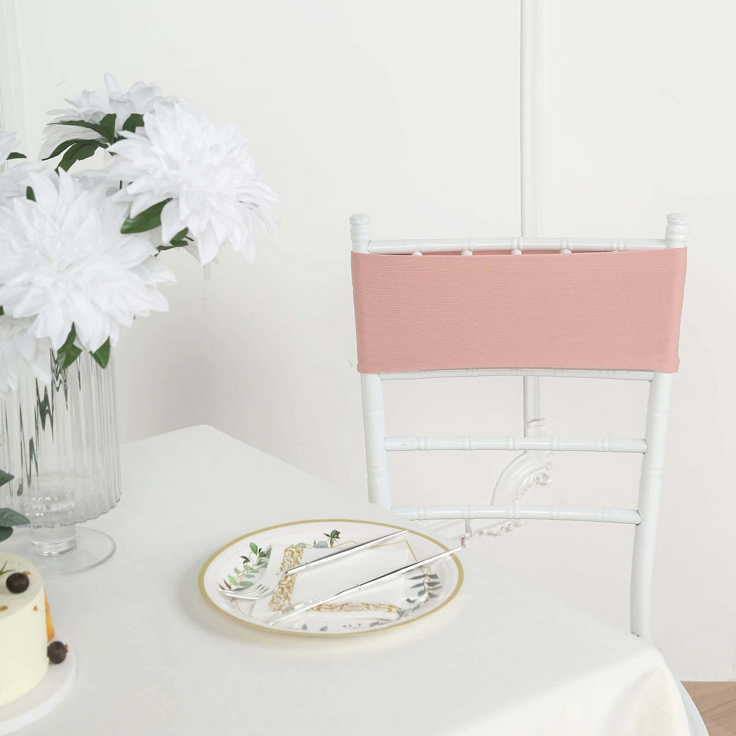 5 Pack Stretch Spandex Chair Sashes Dusty Rose - Fitted Finish Two Ply Heavy Duty Chair Bands 5"x12"