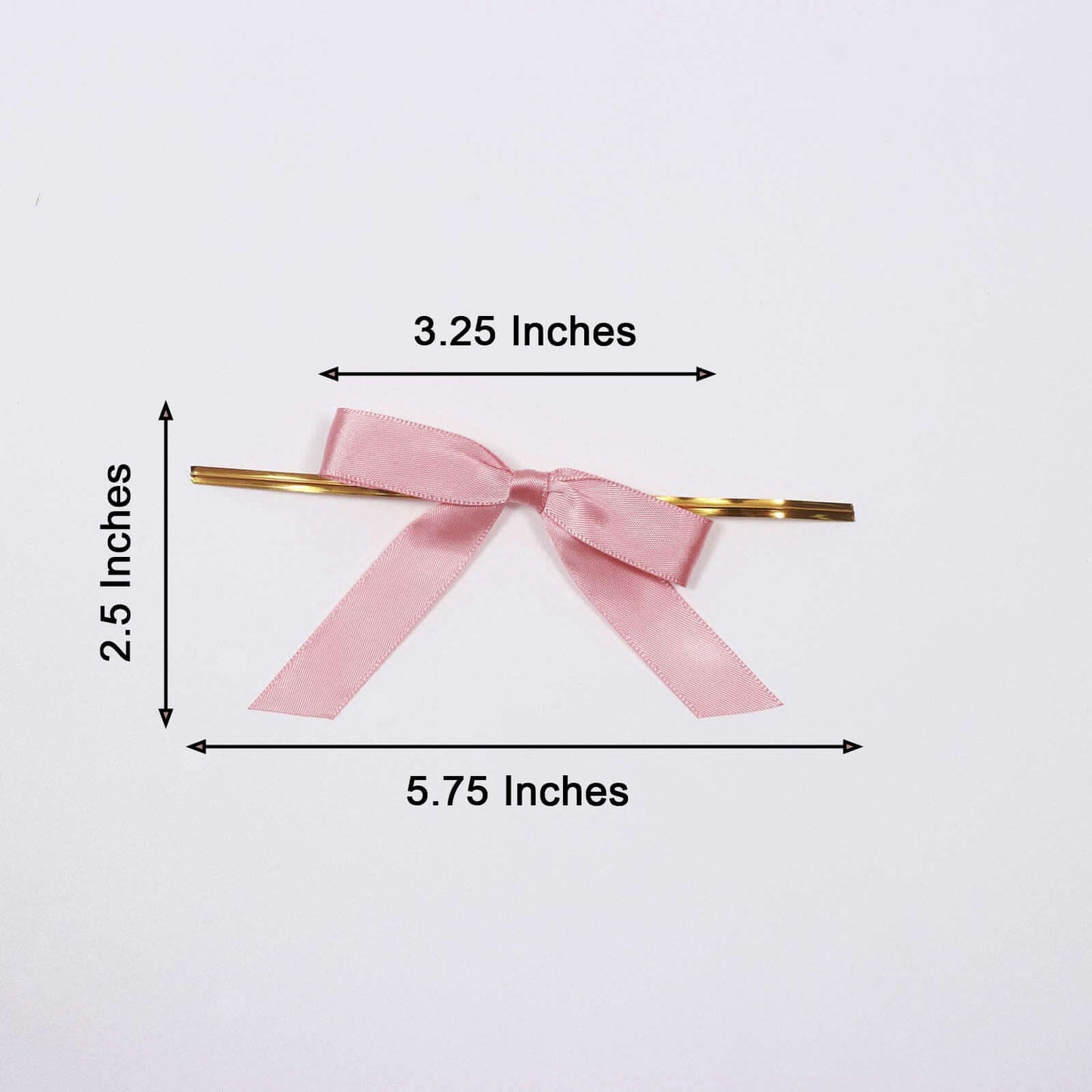 50 Pcs 3" Satin Ribbon Bows With Twist Ties, Gift Basket Party Favor Bags Decor - Dusty Rose Classic Style