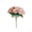 12" Dusty Rose Artificial Velvet-Like Fabric Rose Flower Bouquet Bush