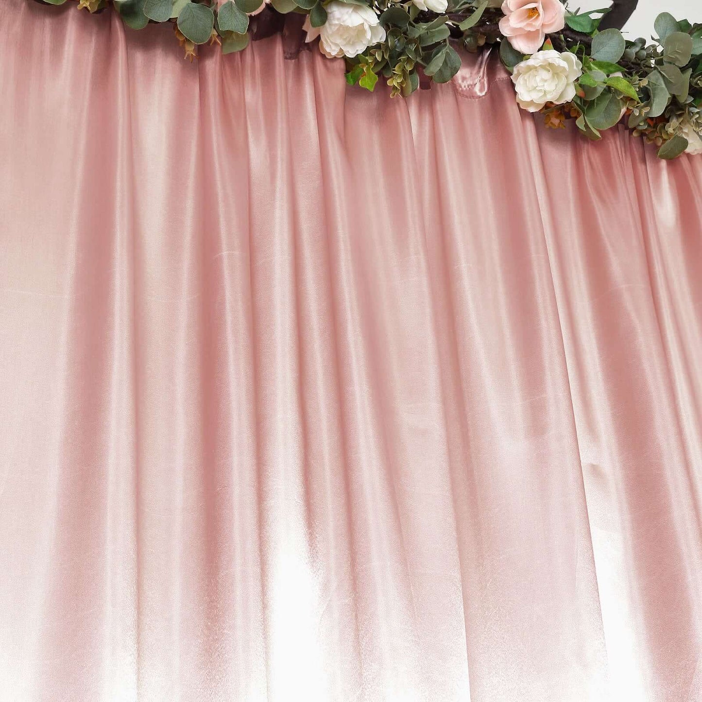 8ftx10ft Dusty Rose Satin Event Curtain Drapes, Backdrop Event Panel
