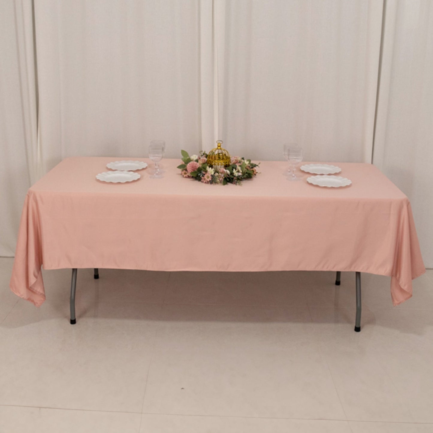 Lamour Satin 60"x102" Rectangle Tablecloth Dusty Rose - Durable & Silky Soft Feel Table Cover