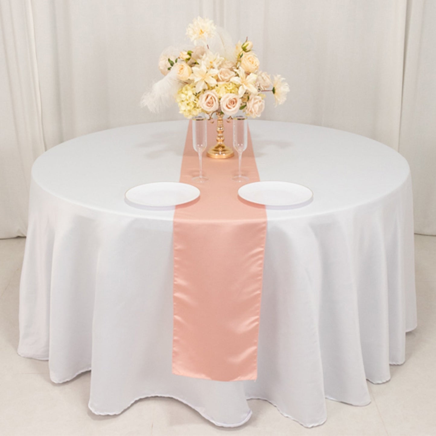 Lamour Satin 12"x108" Table Runner Dusty Rose - Smooth & Lustrous Finish