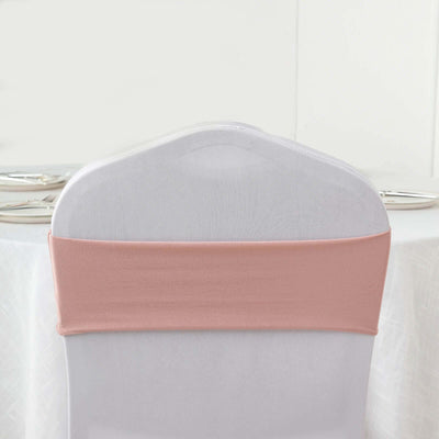 5 Pack Stretch Spandex Chair Sashes Dusty Rose - Fitted Finish Two Ply Heavy Duty Chair Bands 5"x12"