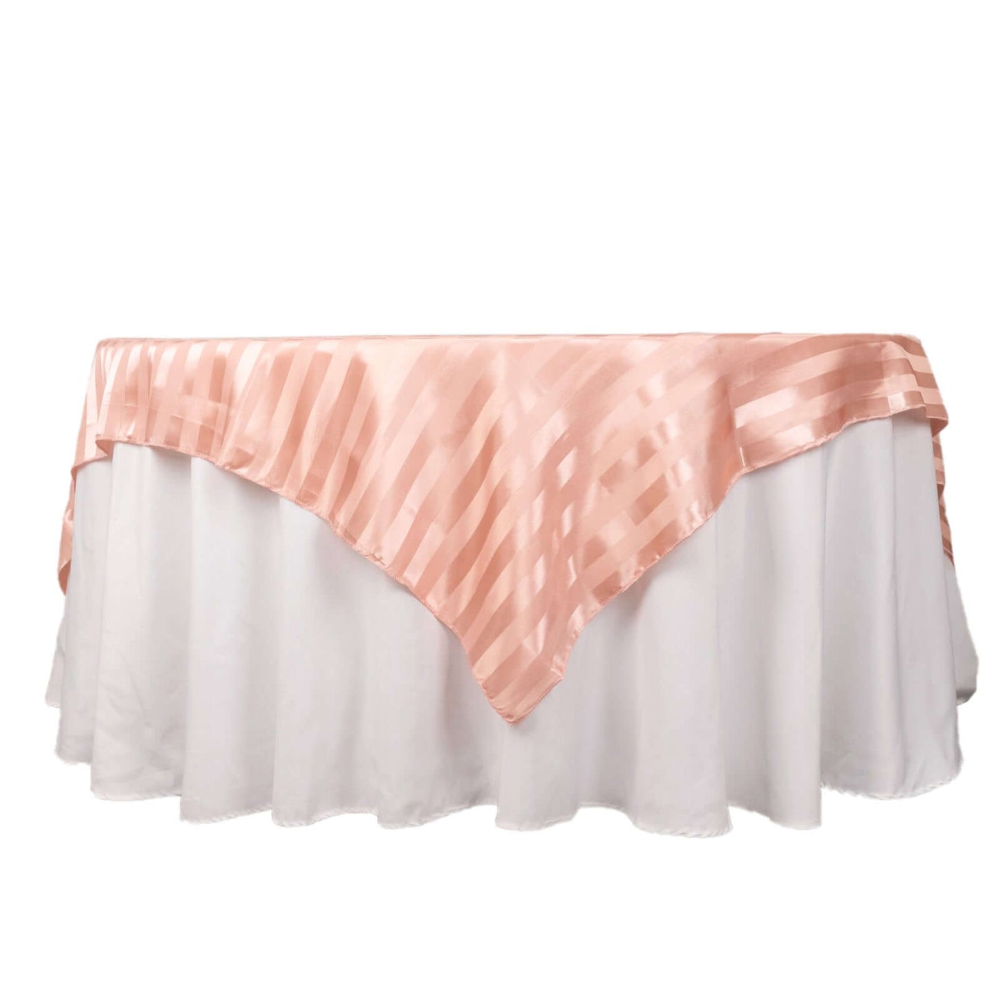 Satin 72"x72" Table Overlay Square Tablecloth Dusty Rose - Stripe Table Topper