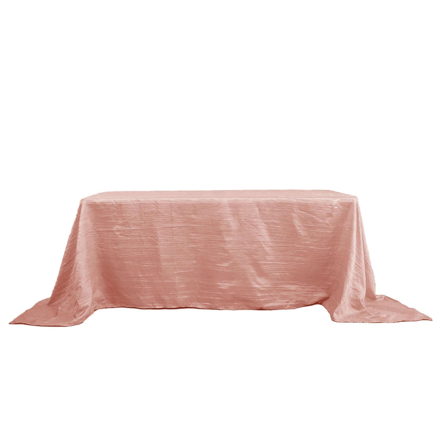 Taffeta 90"x132" Rectangle Tablecloth Dusty Rose - Seamless Accordion Crinkle Table Cover