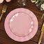 10-Pack Plastic Round 6" Dessert Plates in Dusty Rose Ruffled Rim with Gold Edging - Sturdy Disposable Salad Appetizer Dinnerware