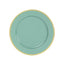 10-Pack Economy Plastic Round Charger Plates 12" in Dusty Sage Green with Wide Gold Rim, Decorative Dinner Party Serving Plates