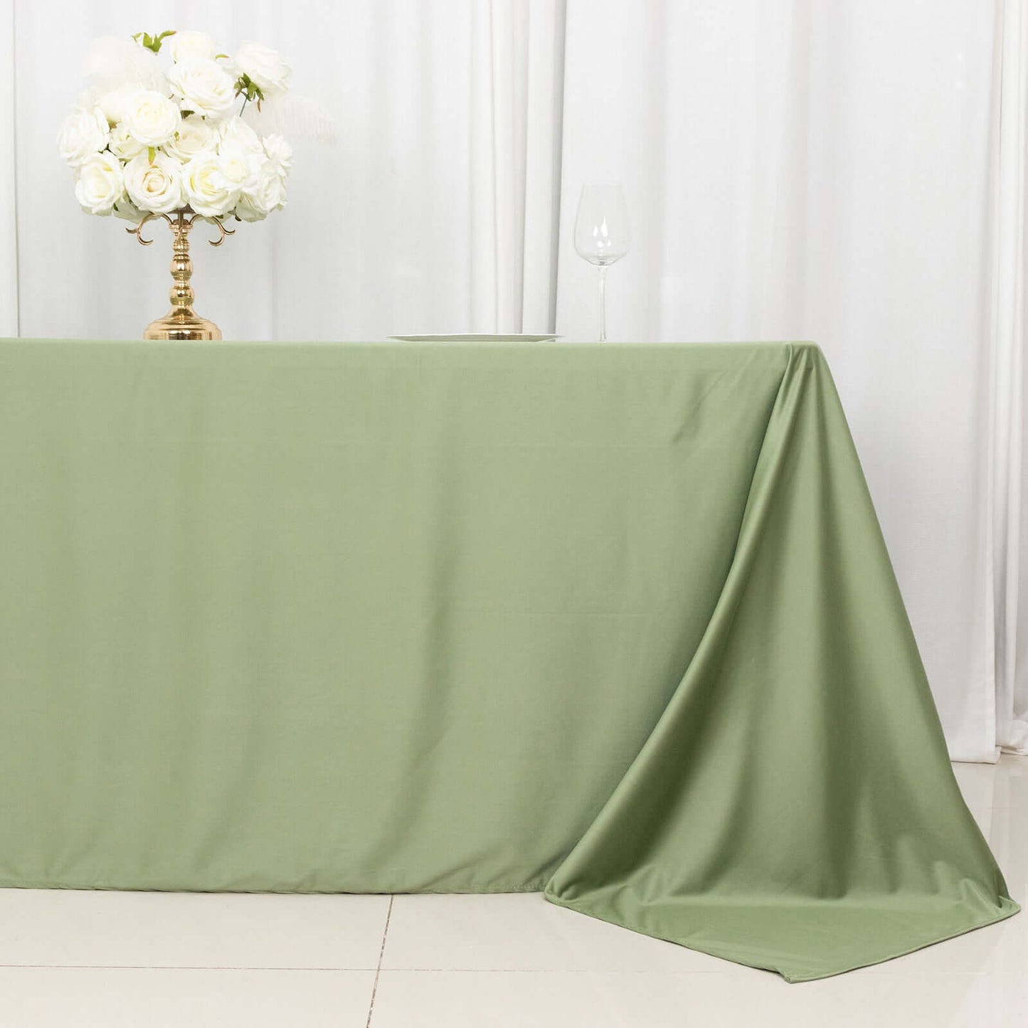 Scuba Rectangular 90"x132" Tablecloth Dusty Sage Green - Wrinkle Free, Stain Resistant & Seamless Table Cover