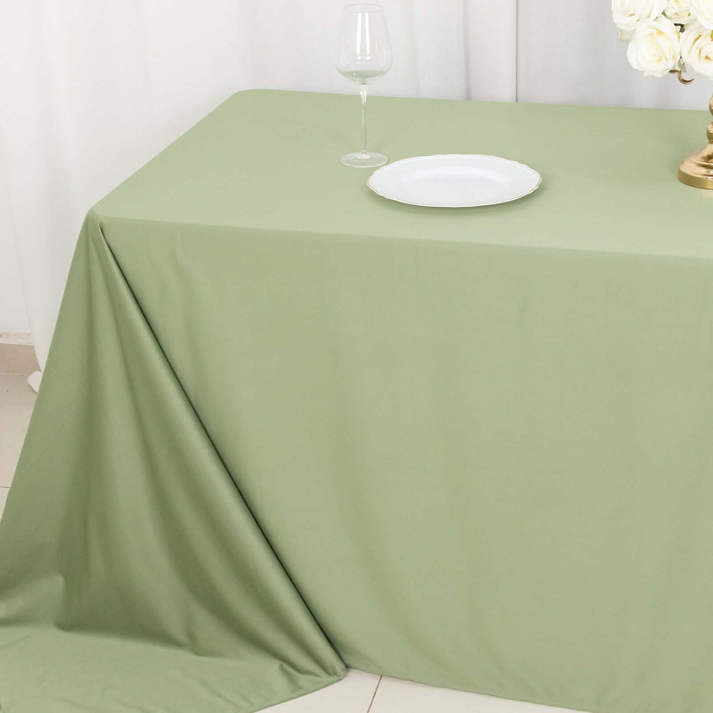 Scuba Rectangular 90"x132" Tablecloth Dusty Sage Green - Wrinkle Free, Stain Resistant & Seamless Table Cover