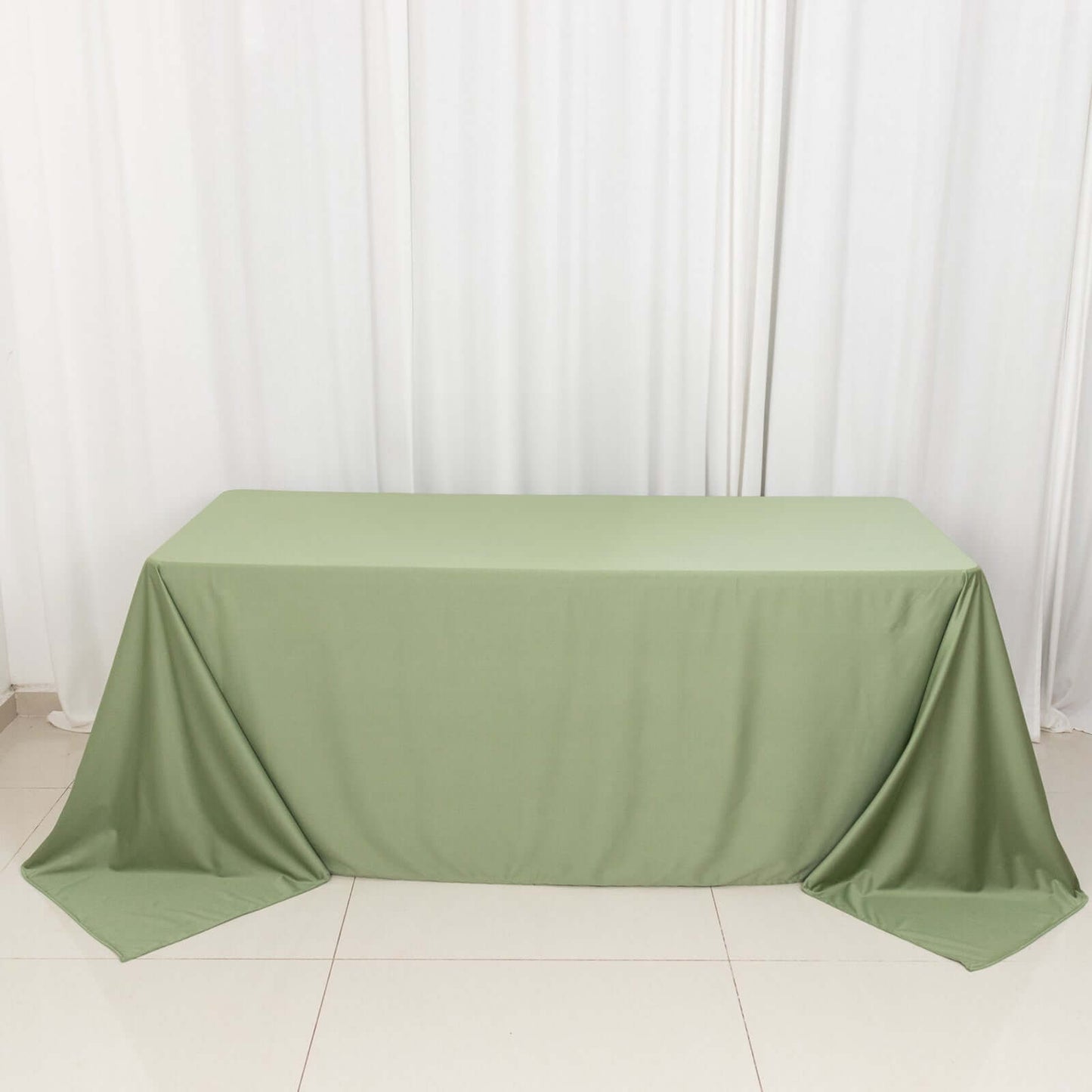 Scuba Rectangular 90"x132" Tablecloth Dusty Sage Green - Wrinkle Free, Stain Resistant & Seamless Table Cover