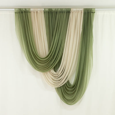 Dusty Sage Green Sheer Chiffon Valance Curtain 4ft x 6ft â€“ Wedding Arch Drape with Rod Pocket Voile Backdrop Panel