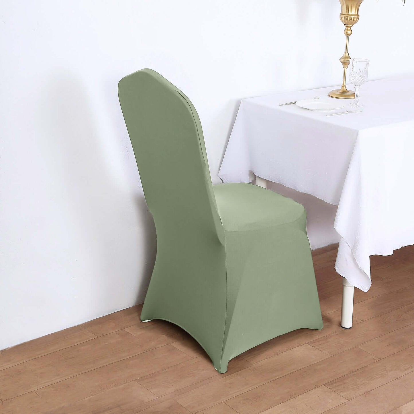 Spandex Chair Cover for Banquet Chairs Dusty Sage Green - Stretch 160GSM Fabric with Slip-On Slipcover