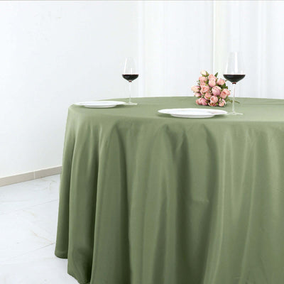 Polyester 132" Round Tablecloth Dusty Sage Green - Seamless Chic Table Cover