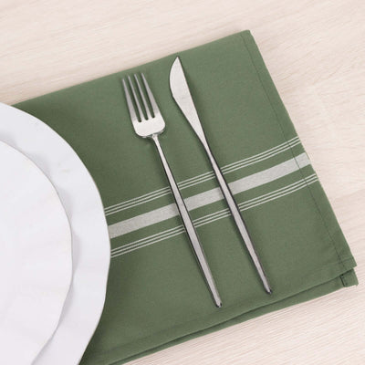 10 Pack Premium Spun Polyester 18"x22" Napkins Dusty Sage Green/White Bistro Style - Highly Absorbent Cotton-Like Feel Cloth Napkins