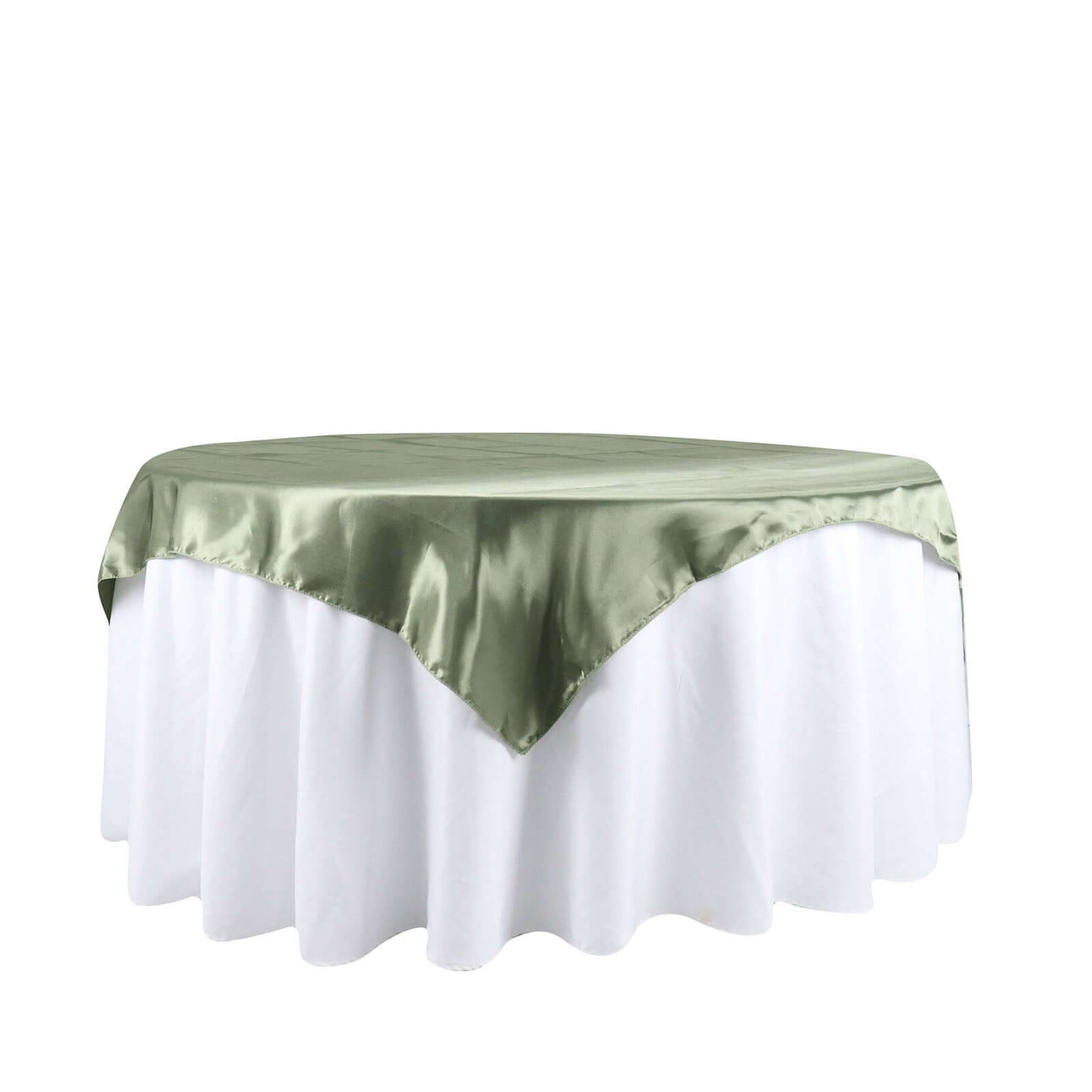 Satin 60"x60" Table Overlay Square Tablecloth Dusty Sage Green - Smooth Silky Touch Table Cover