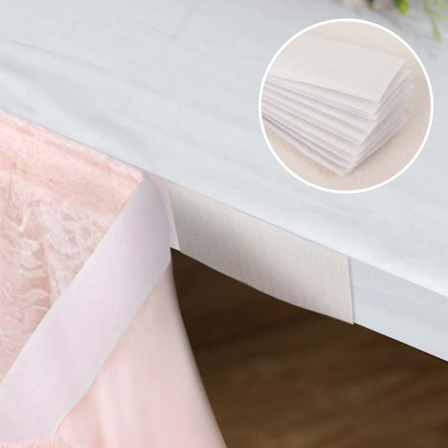 10 Pack White Heavy Duty Hook and Loop Mounting Tapes With Sticky Back, Adhesive Backing Table Skirt Velcro Tapes - 1.4"x4.5"