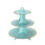 3-Tier Cardboard Cupcake Stand Light Blue - Sturdy & Collapsible Dessert Treat Tower with Gold Scalloped Rim for Baby Shower Wedding & Party Decor 13"