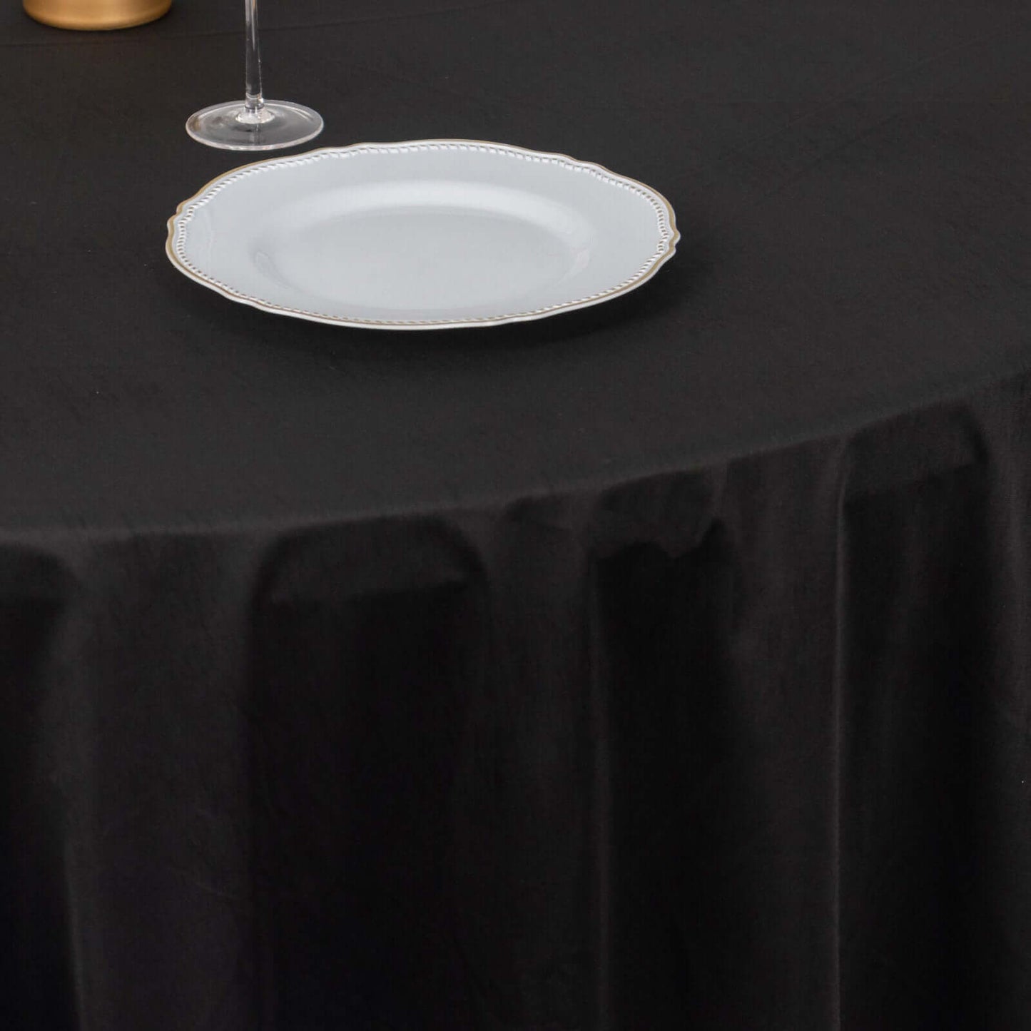 Scuba Round 120" Tablecloth Black - Wrinkle Free & Stain Resistant Seamless Table Cover for Weddings & Events