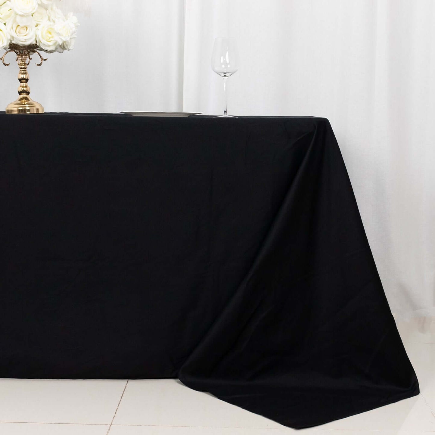 100% Cotton 90"x132" Rectangle Tablecloth Black Linen - Seamless, Soft & Breathable Table Cover