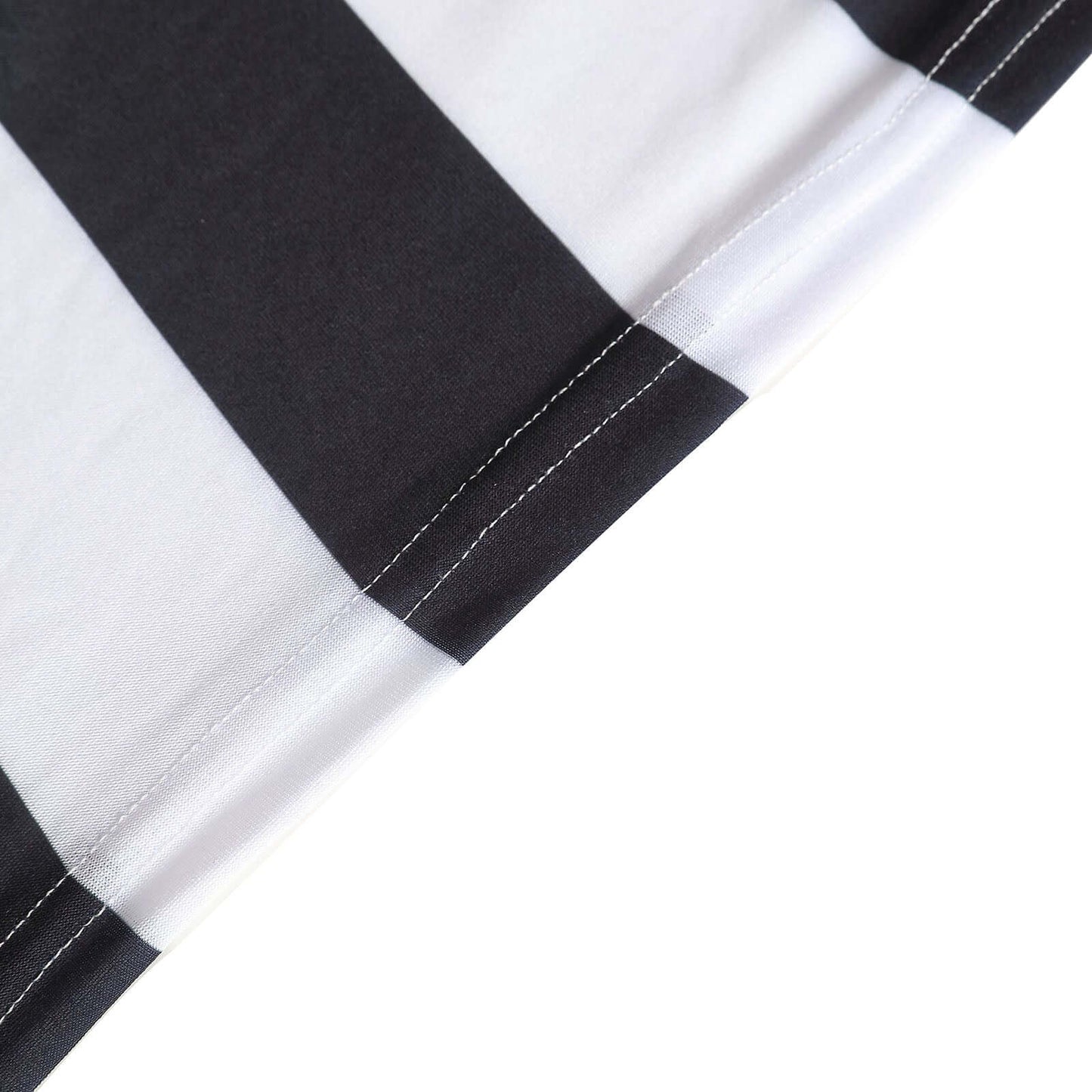Stretch Spandex 72"x30" Rectangle Tablecloth Black/White Vertical Stripes - Durable Form-Fitting Table Cover for Events & Presentations