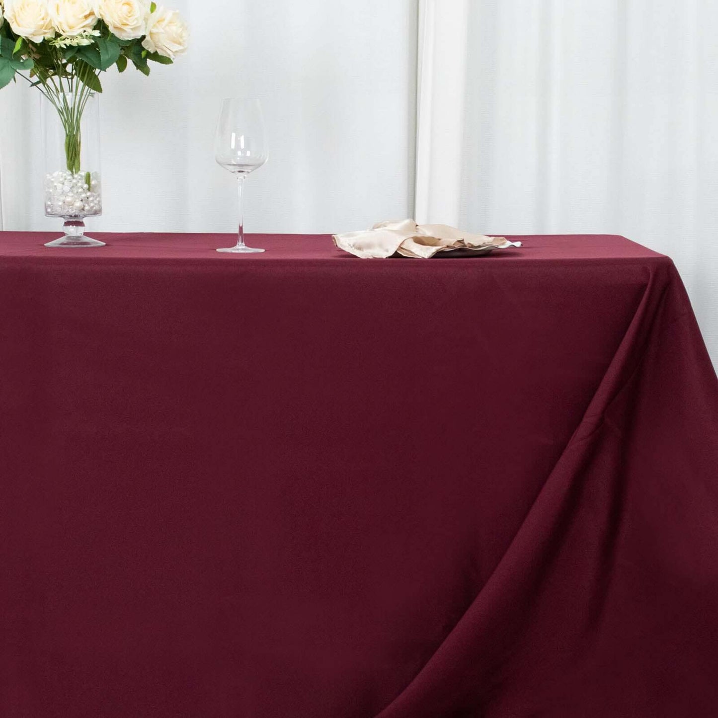 Premium Polyester 90"x156" Rectangle Tablecloth Burgundy - Seamless 220GSM Stain-Resistant Table Cover