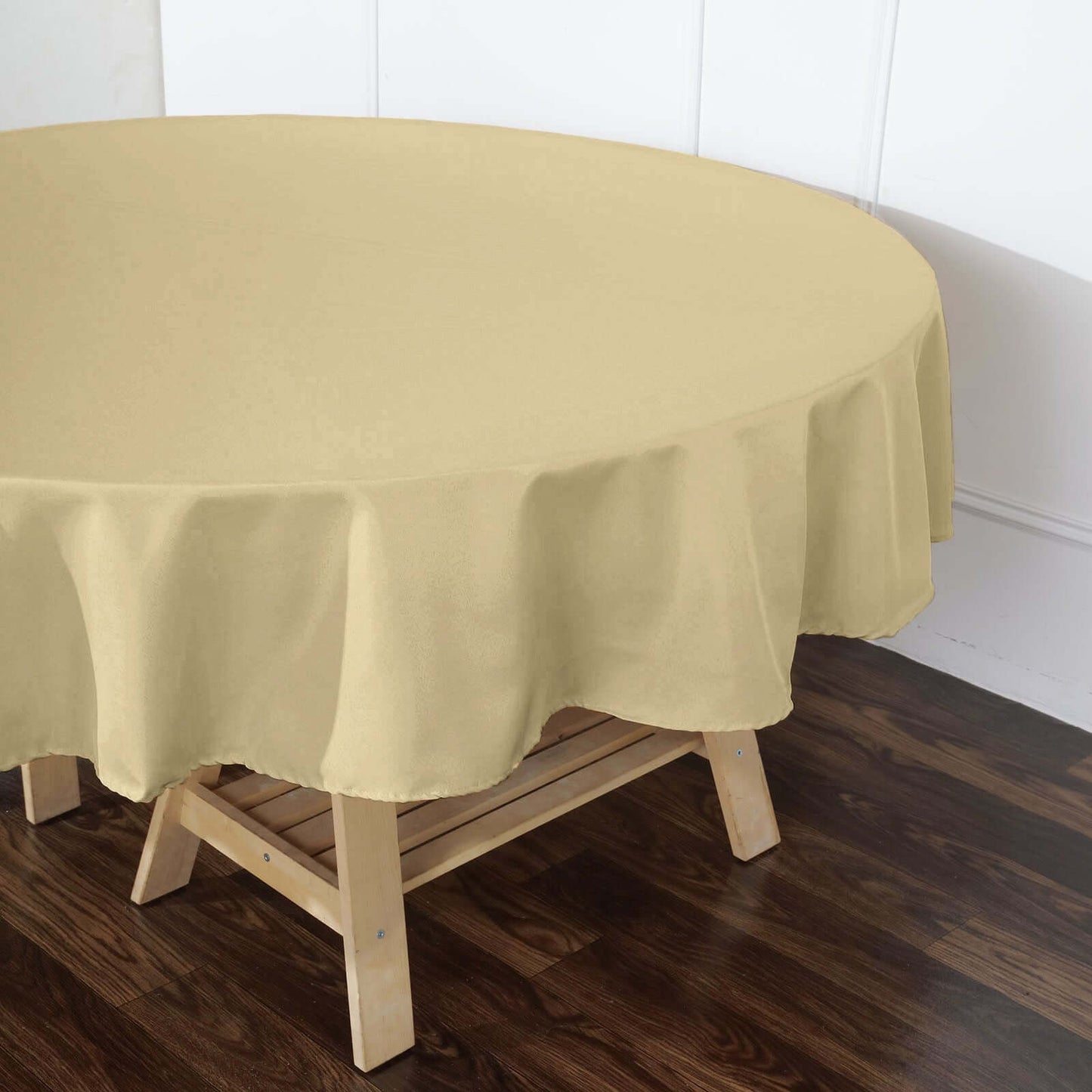 Polyester 90" Round Tablecloth Champagne - Stain & Wrinkle-Resistant Table Cover