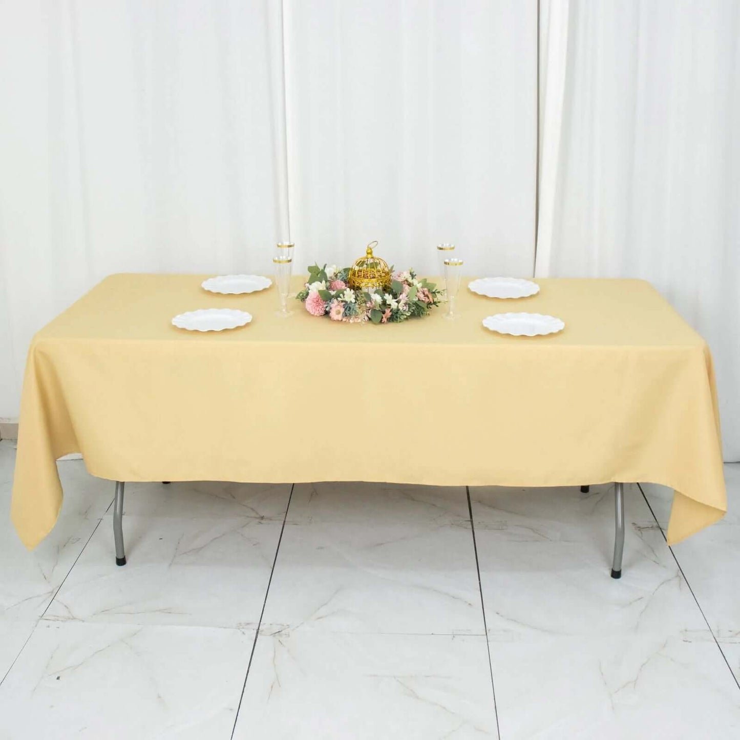 Premium Polyester 60"x102" Rectangle Tablecloth Champagne - Durable 220GSM Wrinkle-Resistant Table Cover