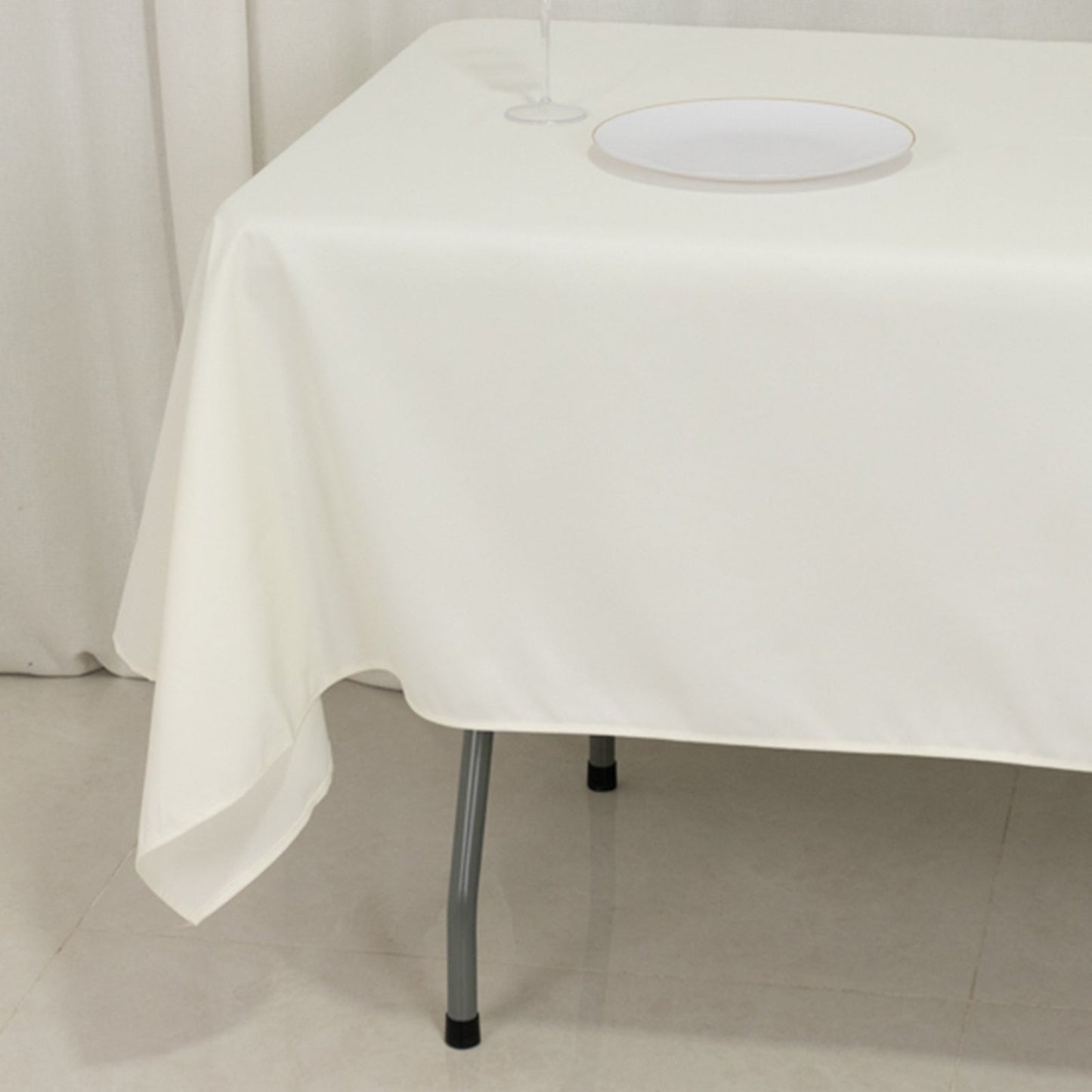Fire Retardant Premium Polyester 60"x102" Rectangular Tablecloth Ivory - High-Performance Table Cover