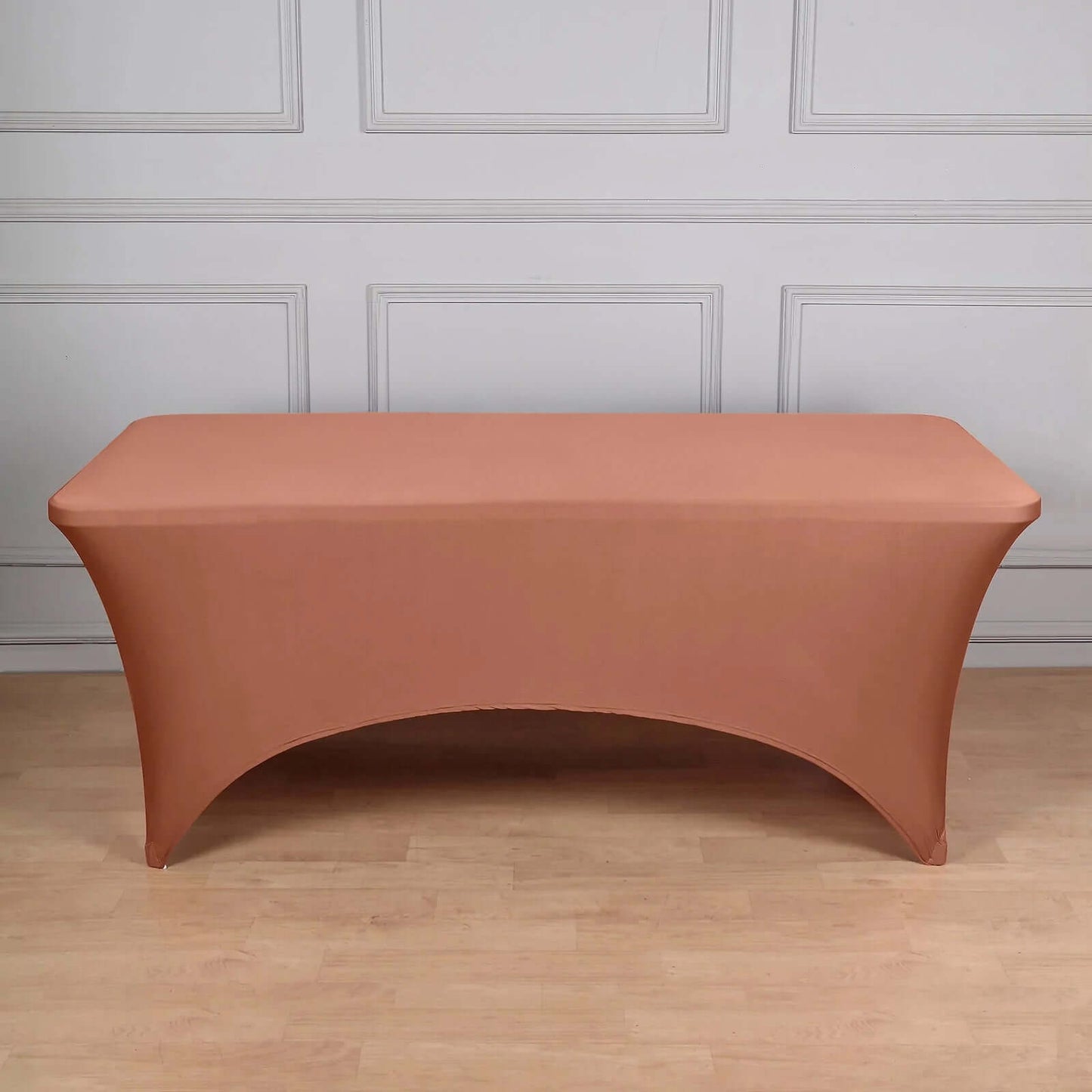 Stretch Spandex 96"x30" Rectangle Table Cover Terracotta (Rust) - Durable Form-Fitting Tablecloth