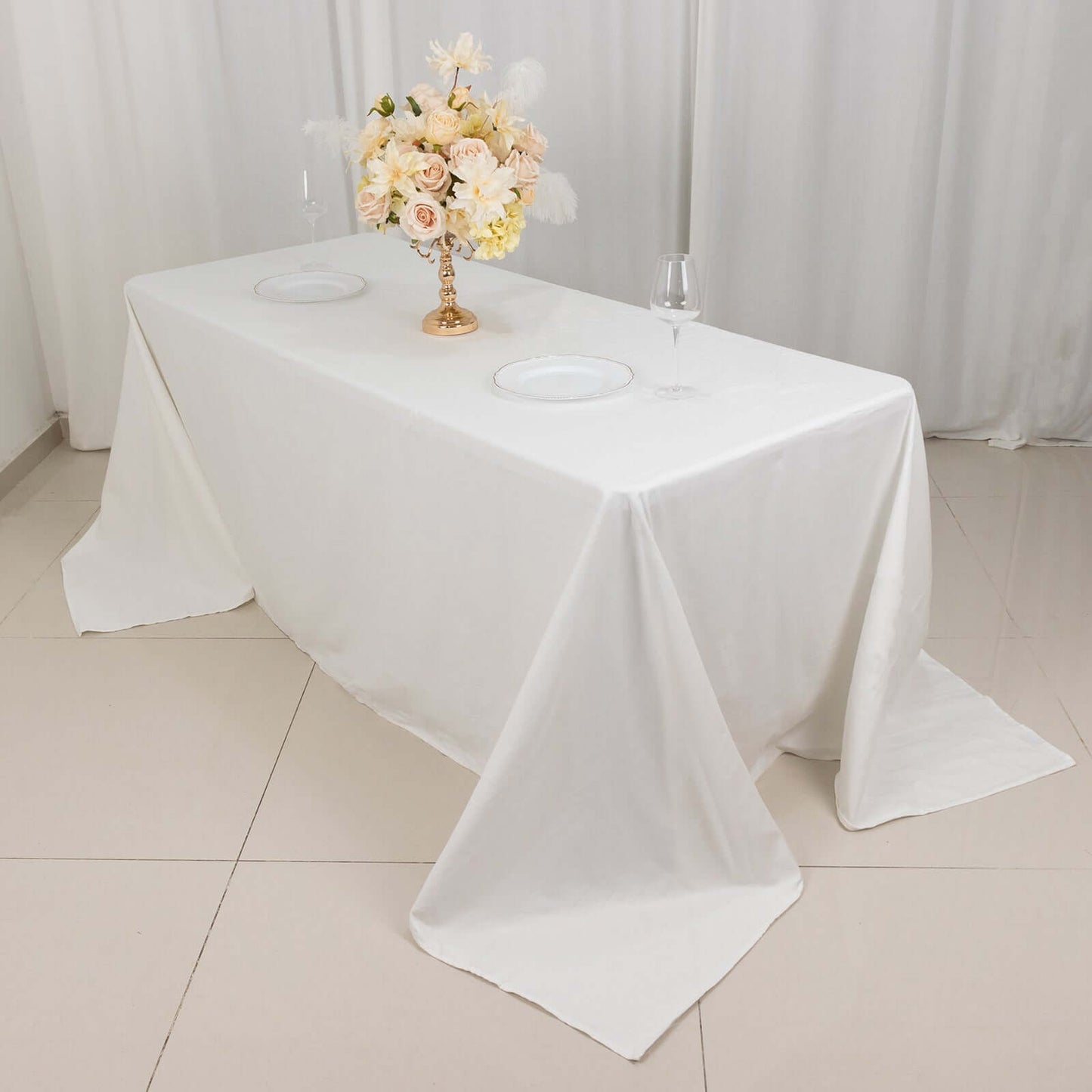 100% Cotton 90"x132" Rectangle Tablecloth White Linen - Seamless, Soft & Breathable Table Cover