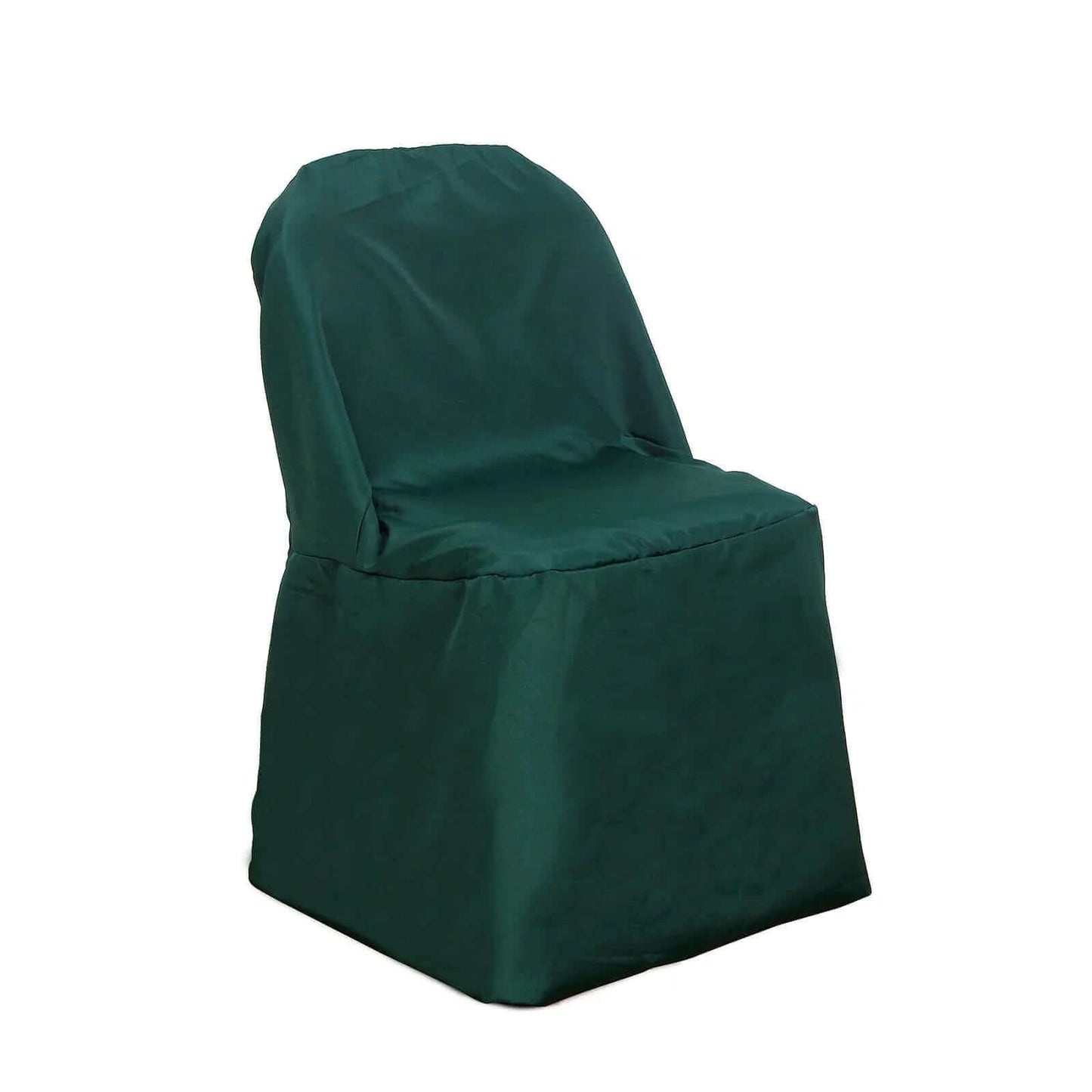 10 Pack Polyester Chair Covers for Folding Chairs Hunter Emerald Green - Wrinkle-Free Stain-Resistant Slip-On Slipcovers