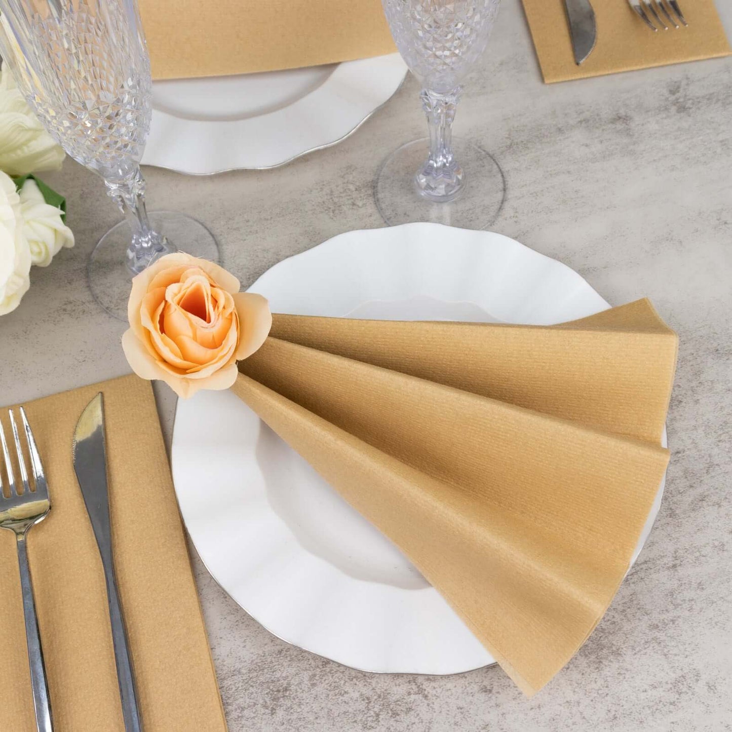20 Pack Linen-Like Paper 8.5"x4" Napkins Natural - Highly Absorbent & Disposable Airlaid Guest Towels