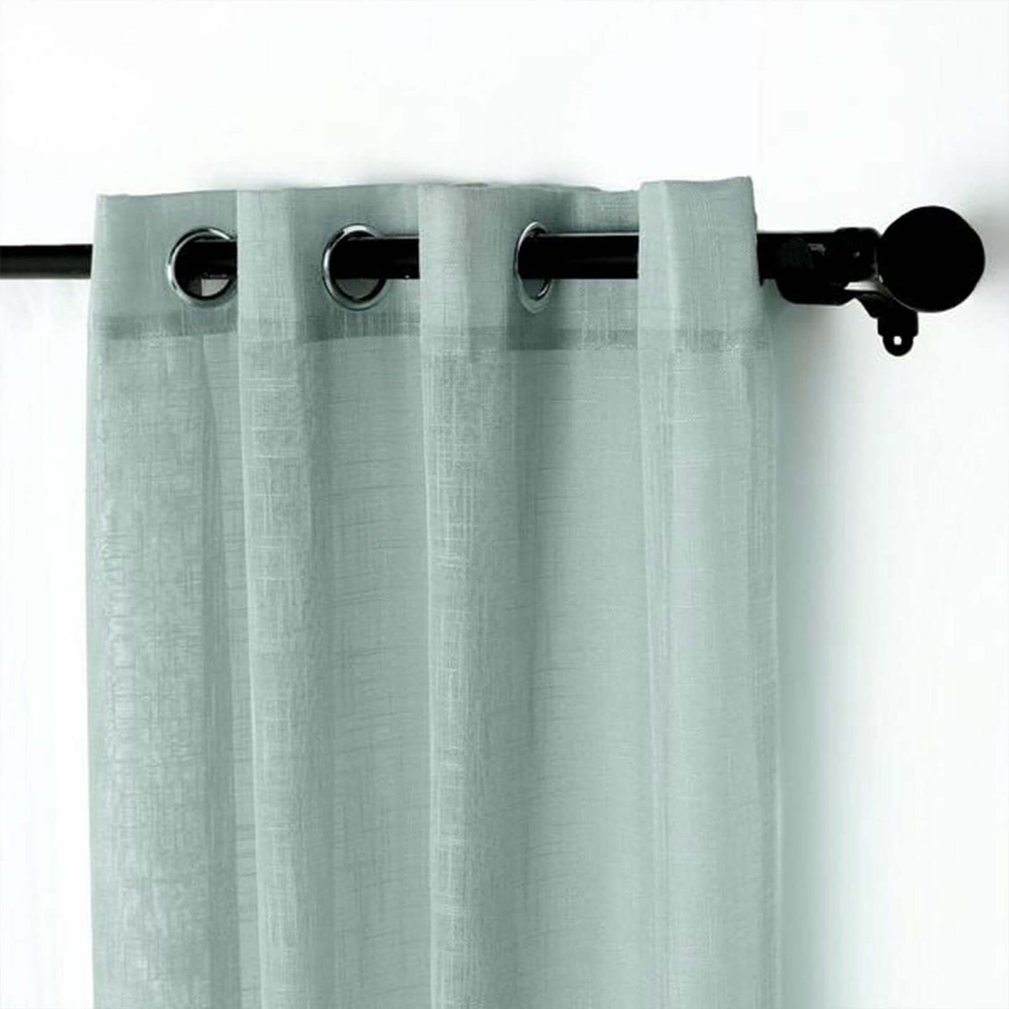 2 Pack Handmade Dusty Blue Faux Linen Curtains 52"x84", Curtain Panels With Chrome Grommets