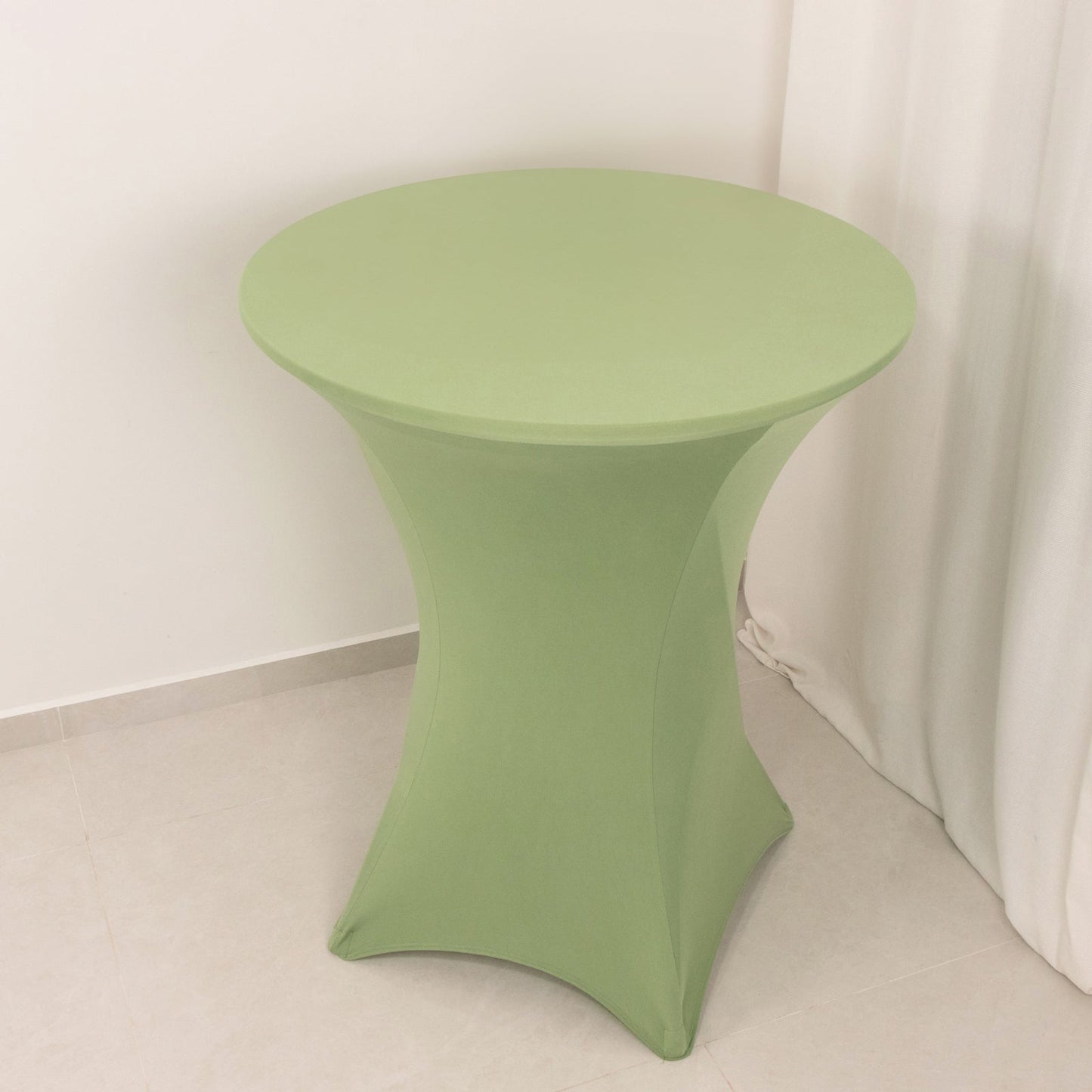 Spandex 36" Round Cocktail Table Cover Sage Green - Easy to Maintain Stretch Fitted Highboy Tablecloth