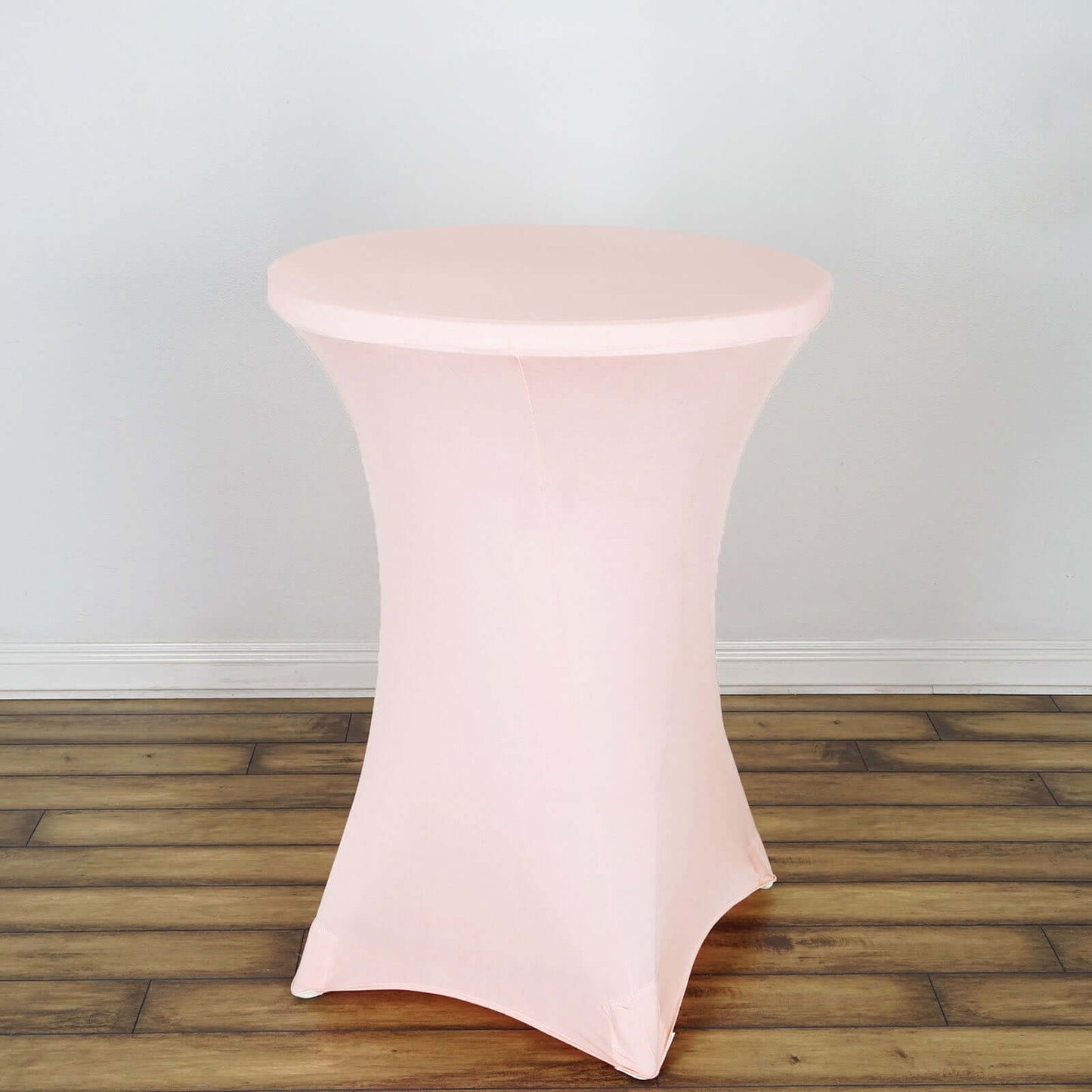 Spandex 30" Round Cocktail Table Cover Blush - Easy to Maintain Stretch Fitted Highboy Tablecloth