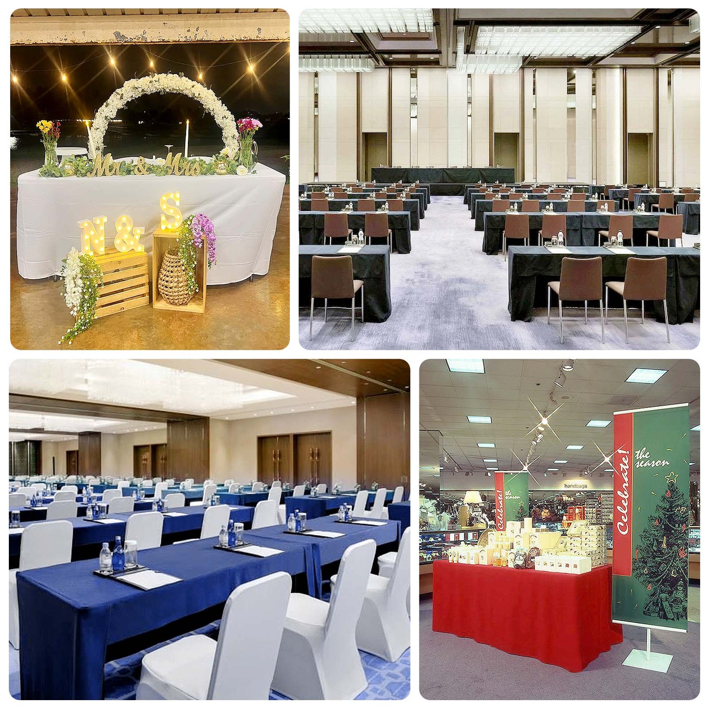 Fitted Polyester 72"x30" Rectangle Tablecloth Red with Open Back Design - Easy to Maintain and Wrinkle-Resistant Table Cover