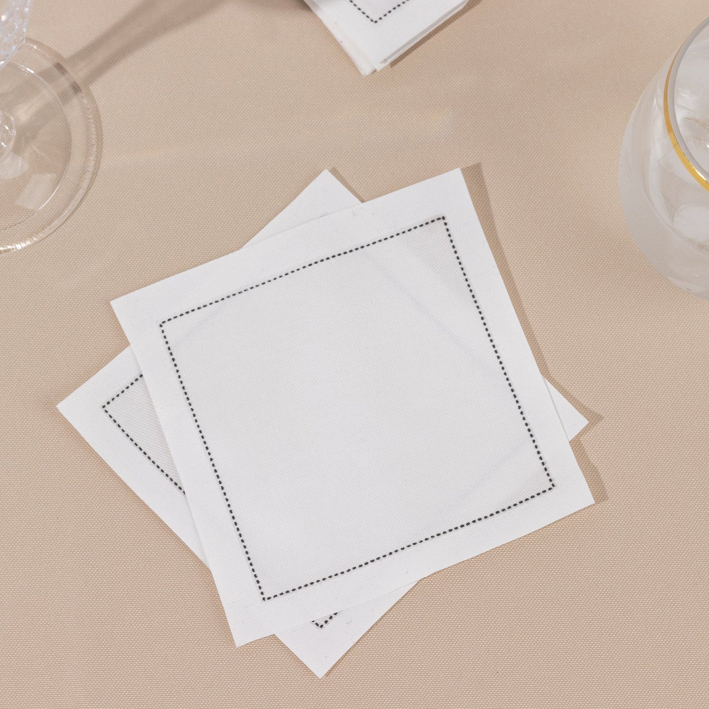 Disposable Cotton Cocktail Napkins â€“ 50 White 4.5" x 4.5" Napkins for High-End Bars, Receptions & Parties