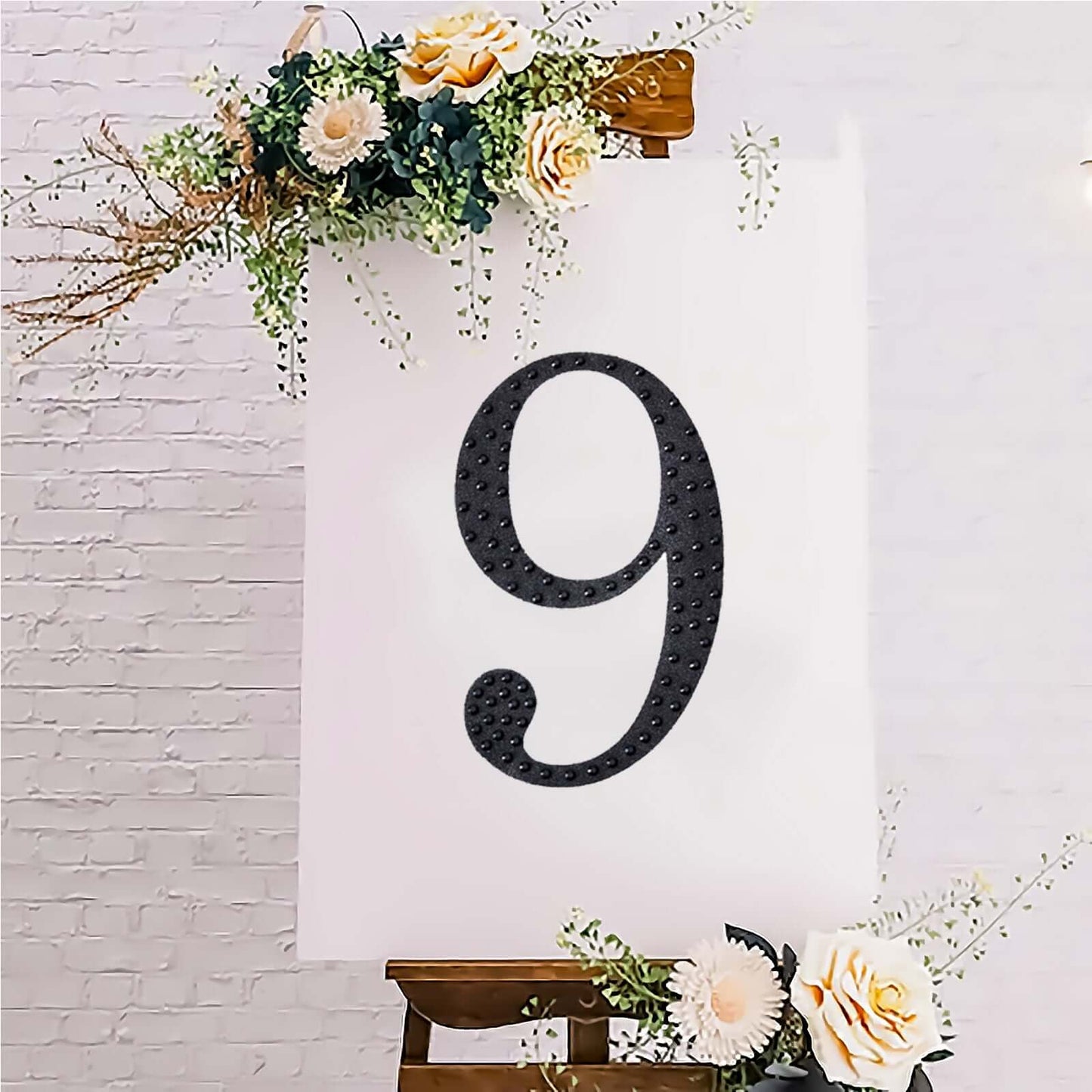 Decorative Rhinestone Number "9" Stickers, Glitter Adhesive Craft Numbers Black DIY Sparkle Embellishments 8"