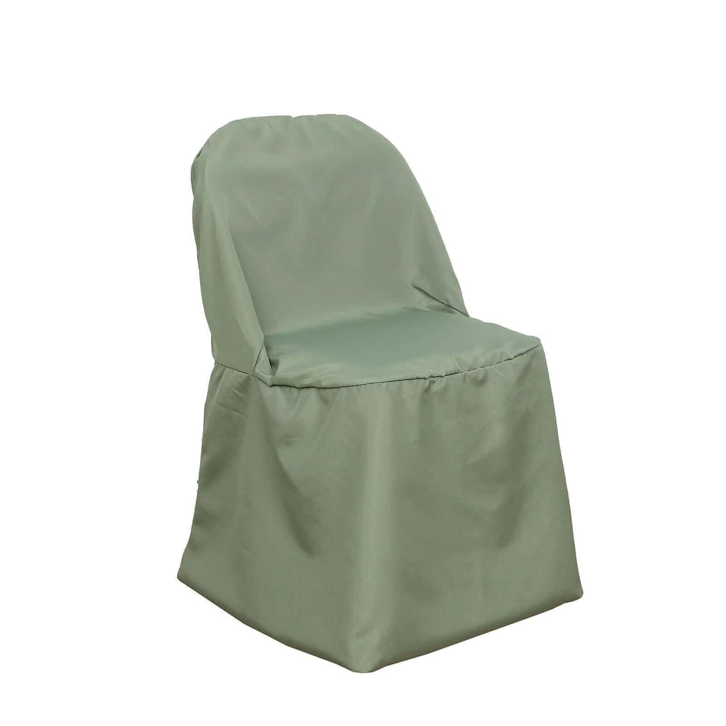 10 Pack Polyester Chair Covers for Folding Chairs Dusty Sage Green - Wrinkle-Free Stain-Resistant Slip-On Slipcovers
