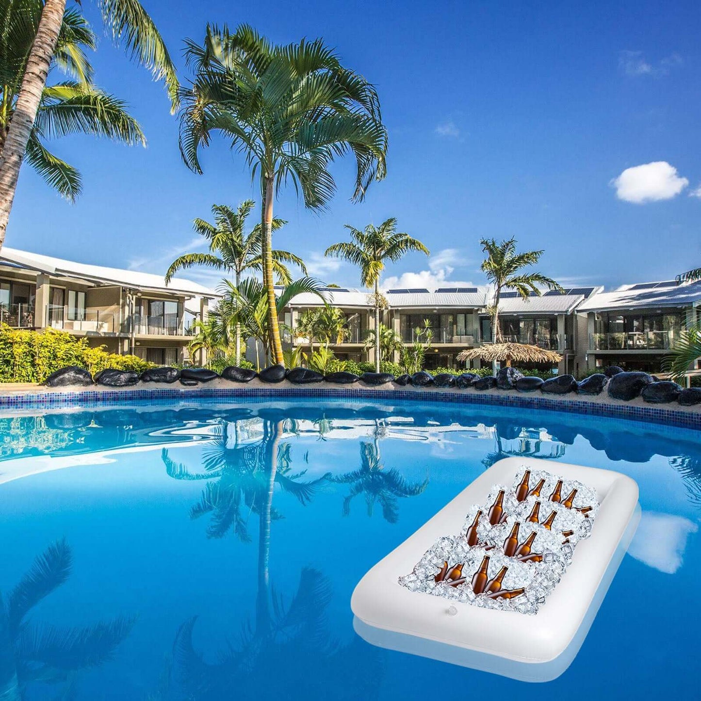 2-Pack Inflatable Ice Coolers with Drain Plug - Buffet Serving Bars for Pool Parties and BBQs 50"x24"