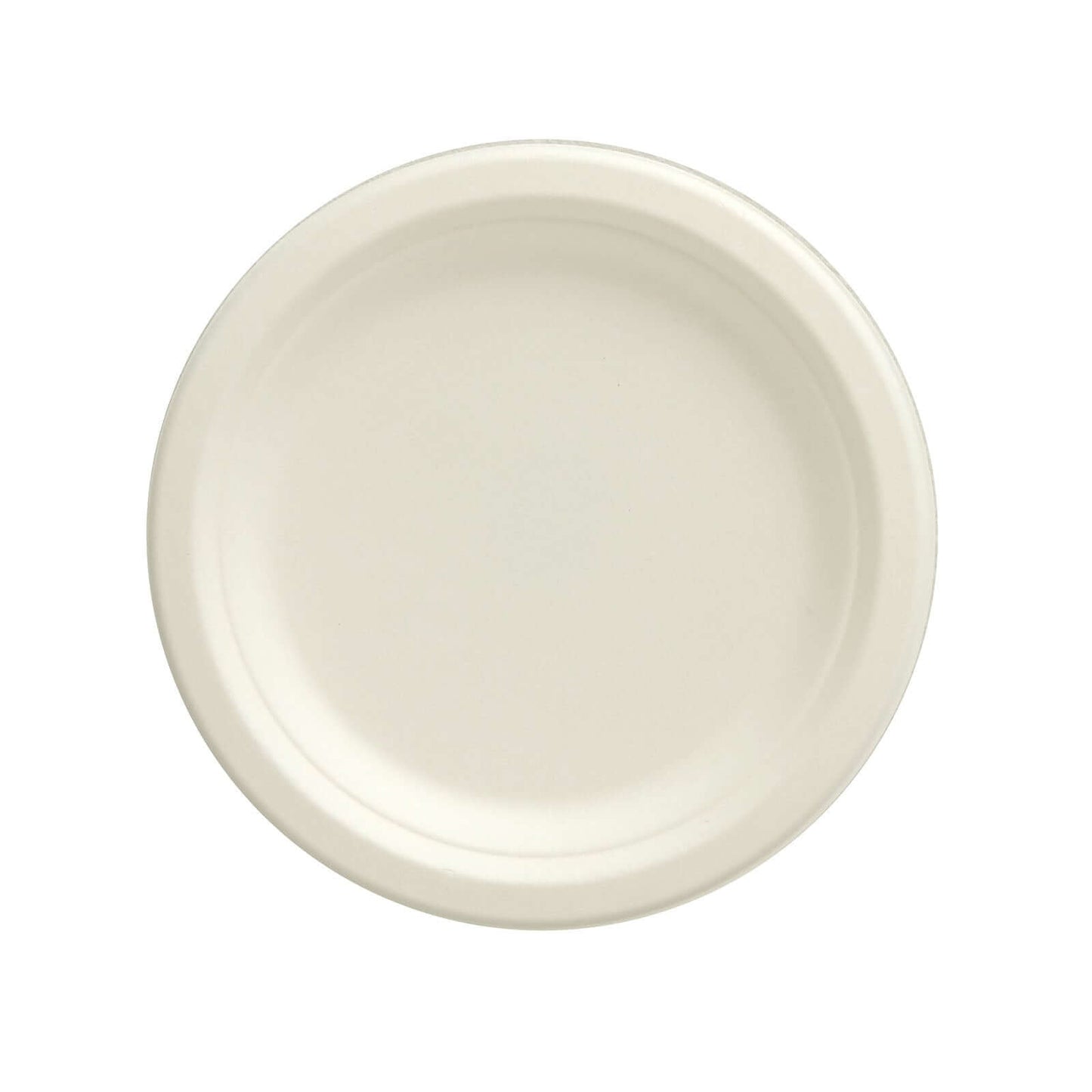 50-Pack Bagasse 7" Round Dessert Plates in White - Biodegradable Disposable Sugarcane Appetizer Salad Plates for Outdoor Celebrations & Picnics