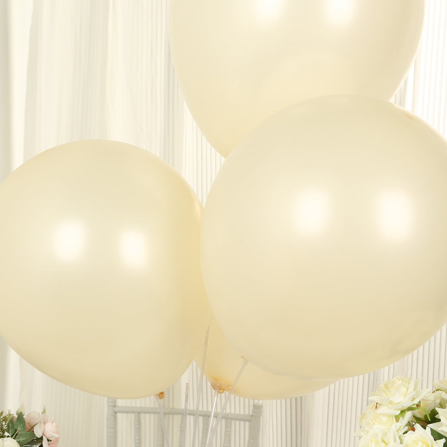 10 Pack Matte Pastel Cream Biodegradable Balloons 18", Round Eco-friendly Thick Latex Party Balloons