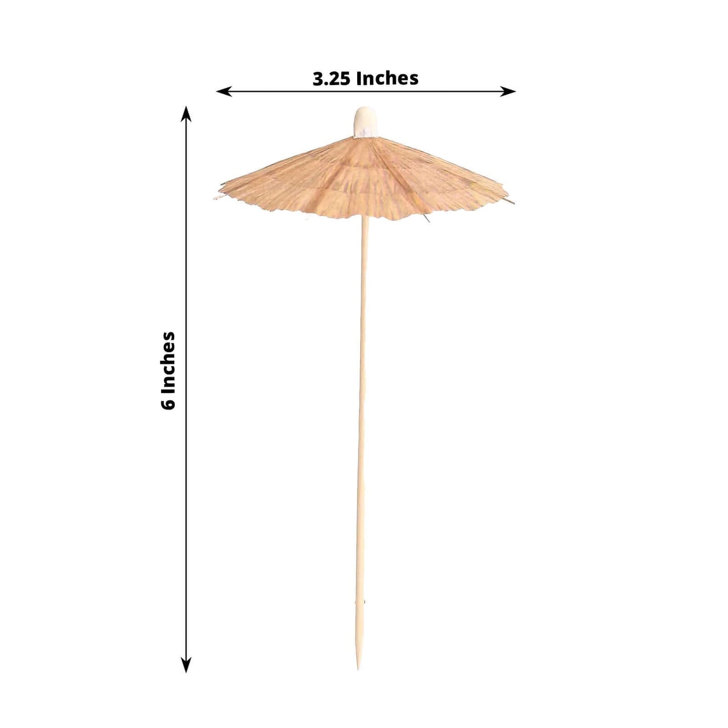 50-Pack Bamboo Cocktail Sticks Tiki Hut Paper Umbrella Design Eco Friendly Natural - Biodegradable Party Picks 6"