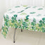 5-Pack Plastic Table Covers White/Green Rectangle with Eucalyptus Leaves Print - Decorative PVC Disposable Tablecloths 54"x108"