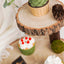 2-Tier Wooden Cheese Board Stand Elm Wood Slice Design Natural - Rustic Cupcake Centerpiece 8"
